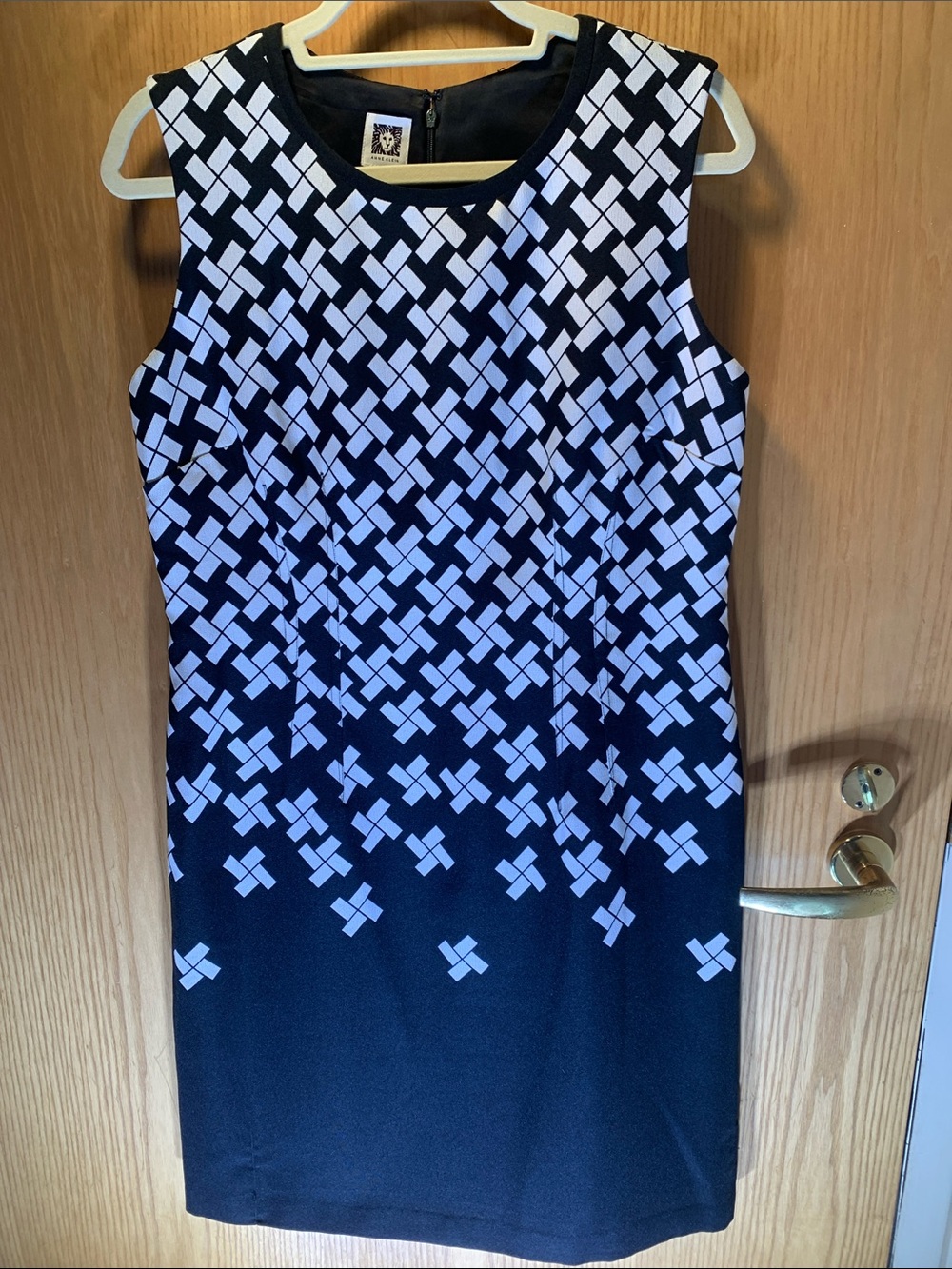 Anne Klein Black & White Sleeveless Geometric Midi Dress - Size 12